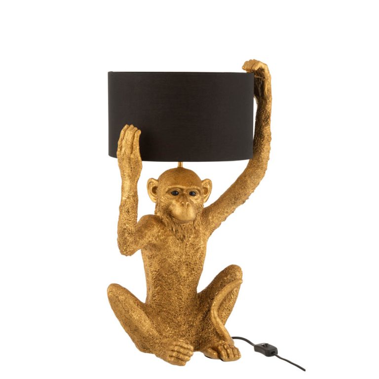 Moderne Zwart Met Gouden Tafellamp Aap Jolipa Monkey Poly Directlampen Nl