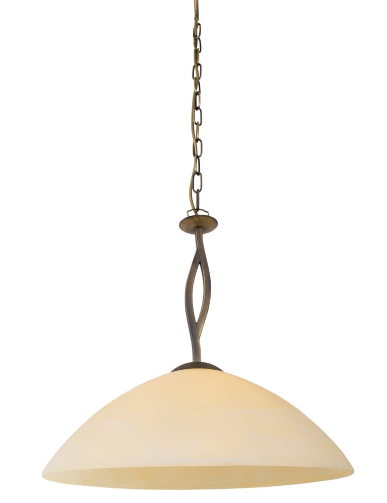 Bronzen hanglamp met ronde glazen