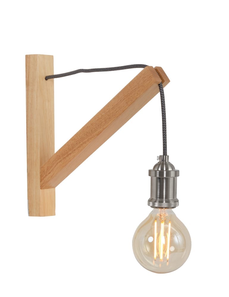 Draad Stoutmoedig Darts Galg wandlamp hout Mexlite Obian | Directlampen.nl
