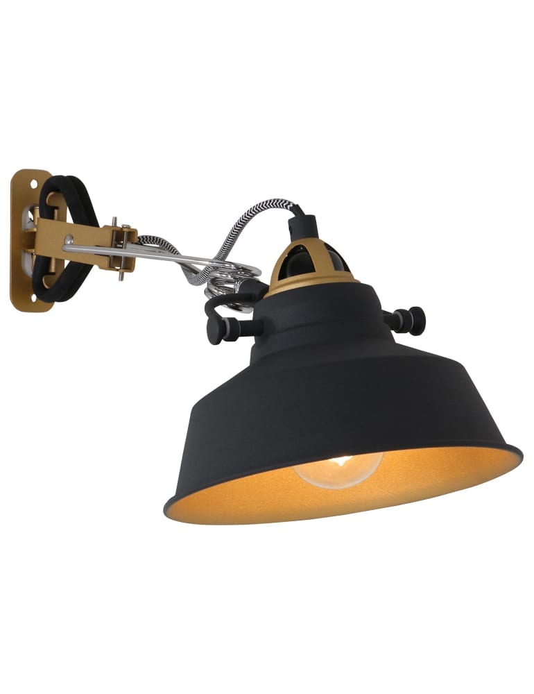 punt enthousiasme vraag naar Industriële wandlamp Mexlite Nové zwart met goud - Directlampen.nl