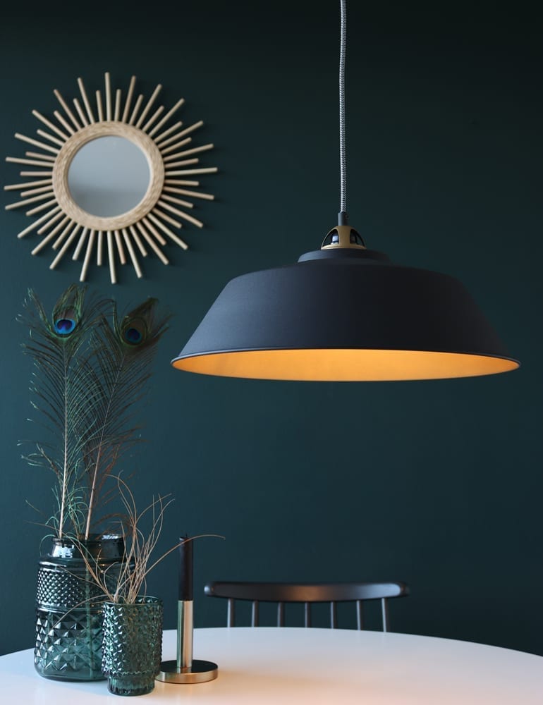 kruis Interessant stoel Industriële hanglamp Mexlite Nové zwart met goud - Directlampen.nl