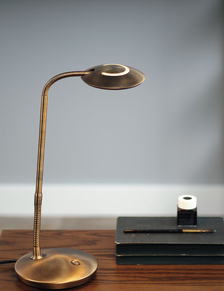 Bronzen design bureaulamp Zenith LED Directlampen.nl