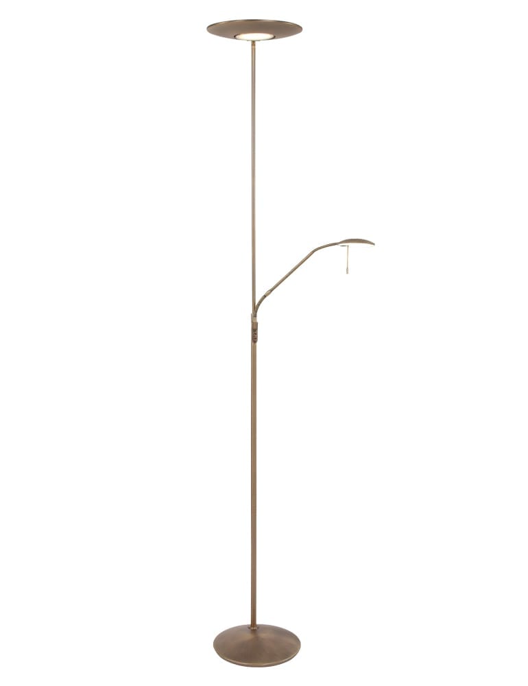 Klassieke staande lamp met leesarm Steinhauer brons - Directlampen.nl