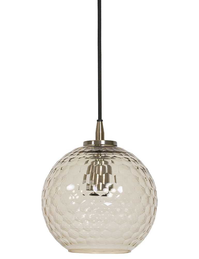 Eed Ongemak Magazijn Glazen bollamp met patroon Light & Living Dione brons - Directlampen.nl