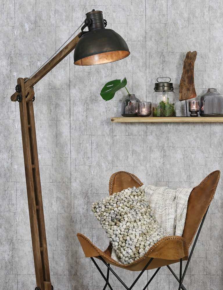 Landelijke houten vloerlamp Light &amp; Living Ekerd zwart Directlampen.nl