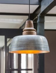 convergentie Kosciuszko Poging Hanglamp met houten opzetstuk Light & Living Margo zilver - Directlampen.nl