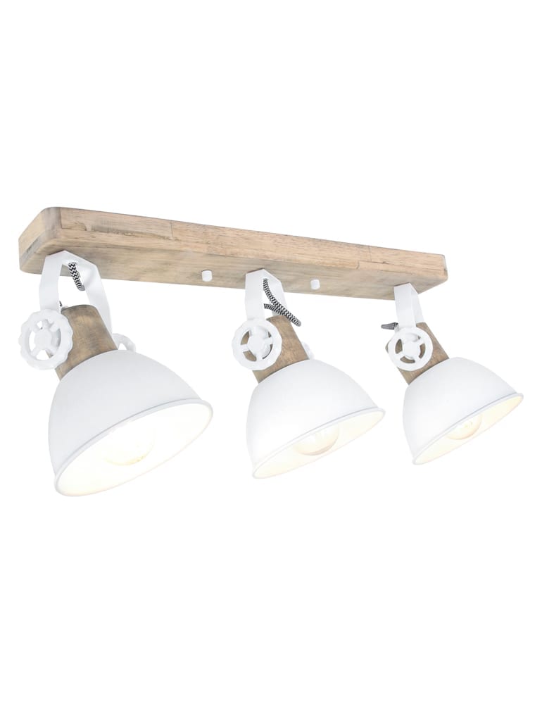 lexicon Gezamenlijk monteren Scandinavische plafondlamp drie spots wit met hout Mexlite Gearwood -  Directlampen.nl