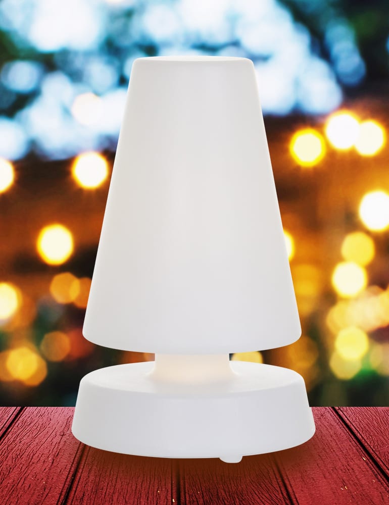 taart verlangen Gestaag Kegelvormige tafellamp voor buiten Anne Lighting Catching Light wit -  Directlampen.nl