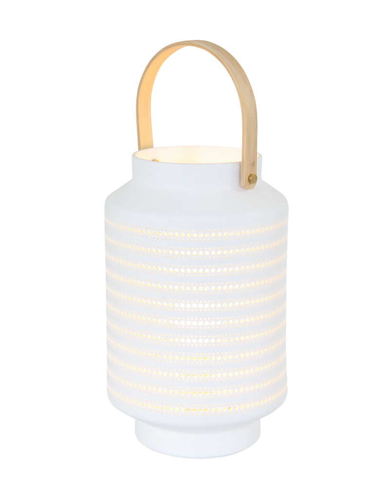 huiswerk Metalen lijn duizend Witte lantaarn met gaatjes Anne Lighting Porcelain wit - Directlampen.nl
