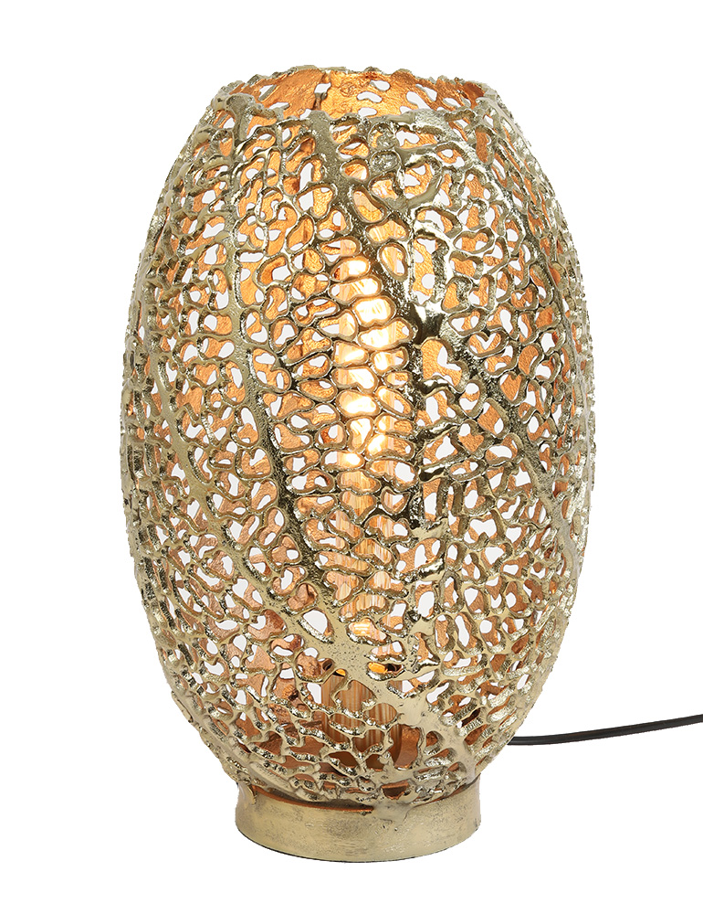 Veraangenamen zuiverheid hoofdpijn Tafellamp met koraal patroon gaatjes Light & Living Sinula goud -  Directlampen.nl