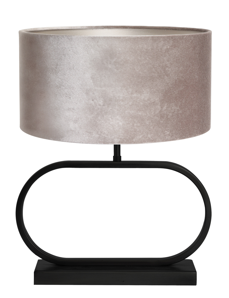 zomer vorst schild Tafel schemerlamp met grijze velvet kap Light & Living Jamiro zwart -  Directlampen.nl