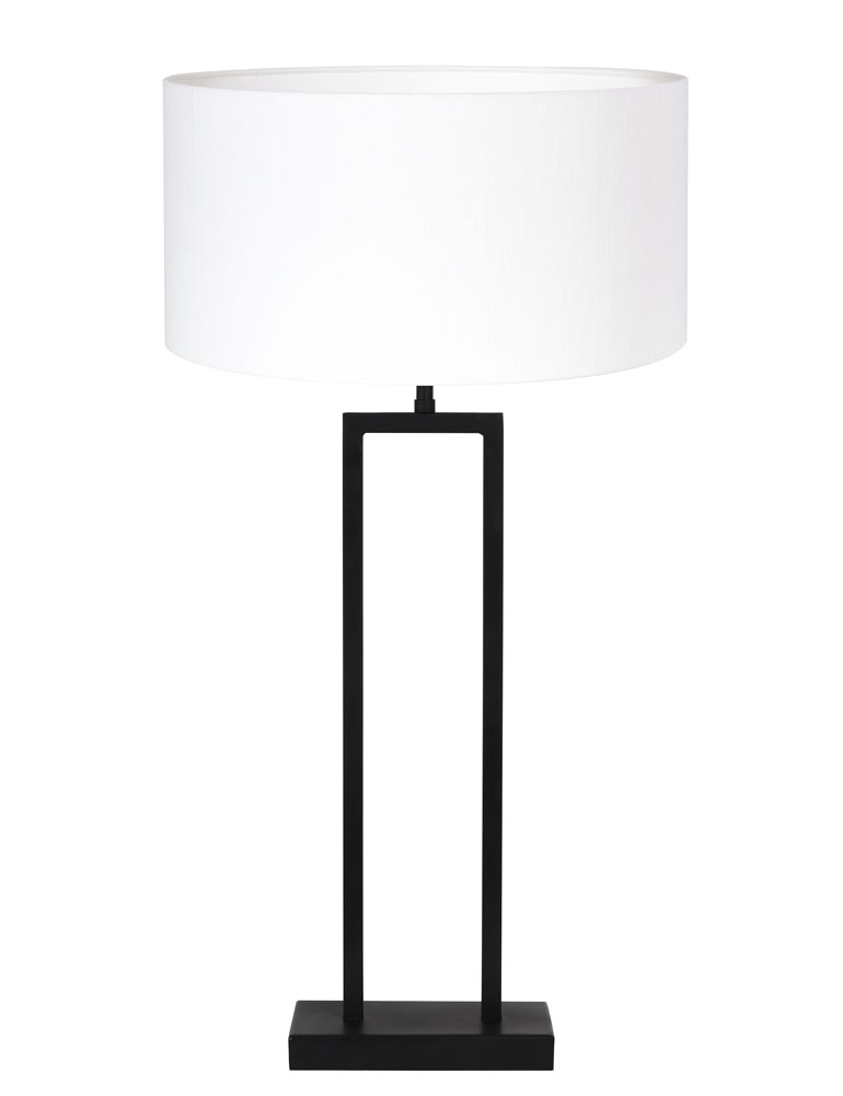 Buitensporig mythologie Vlucht Rechthoekige tafellamp met witte kap Light & Living Shiva zwart -  Directlampen.nl