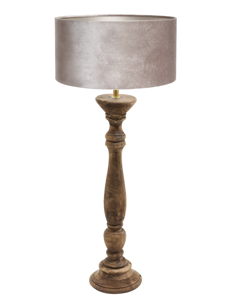 verlichten alcohol vermoeidheid Landelijke houten schemerlamp Light & Living Bellini zilveren kap -  Directlampen.nl