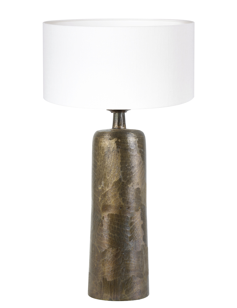 marmeren erven Gentleman vriendelijk Klassieke bewerkte tafellamp met kap Light & Living Papey brons en wit -  Directlampen.nl