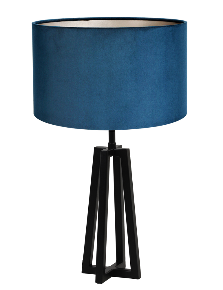 mythologie bevroren Snikken Driehoek frame tafellamp met blauwe kap Light & Living Miley zwart -  Directlampen.nl