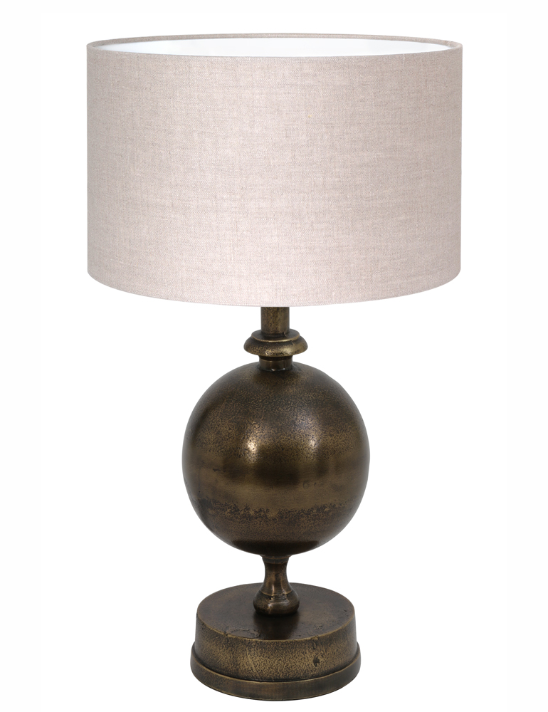 Tafellamp met gevormde voet en beige kap Light & Living Kalym - Directlampen.nl
