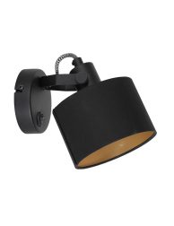 Gewoon doen Klas Karu Zwarte wandlamp met stoffenkap Mexlite Ornoir - Directlampen.nl