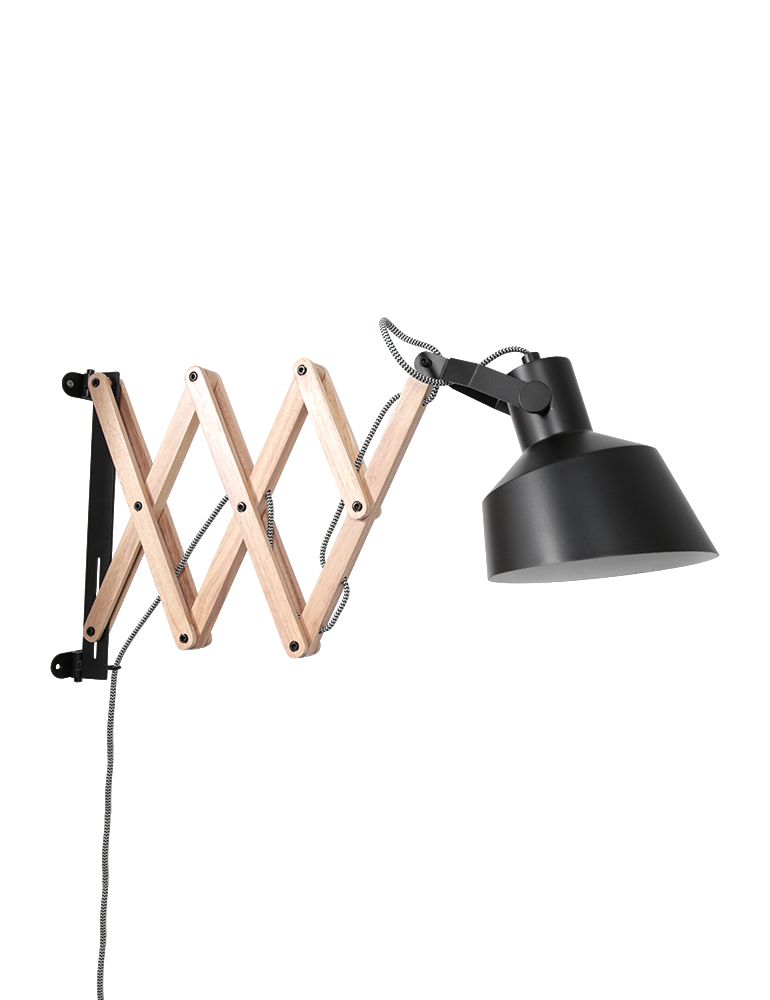barst over het algemeen houding Uittrekbare wandlamp Anne Lighting Porter zwart - Directlampen.nl