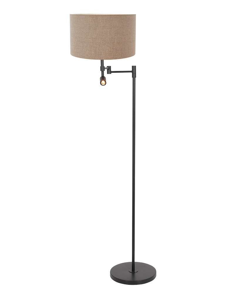 Vloerlamp met ronde lampenkap Steinhauer Stang mat zwart en beige