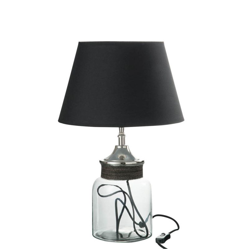 moderne-zwarte-tafellamp-met-glazen-voet-jolipa-simba-66010-1