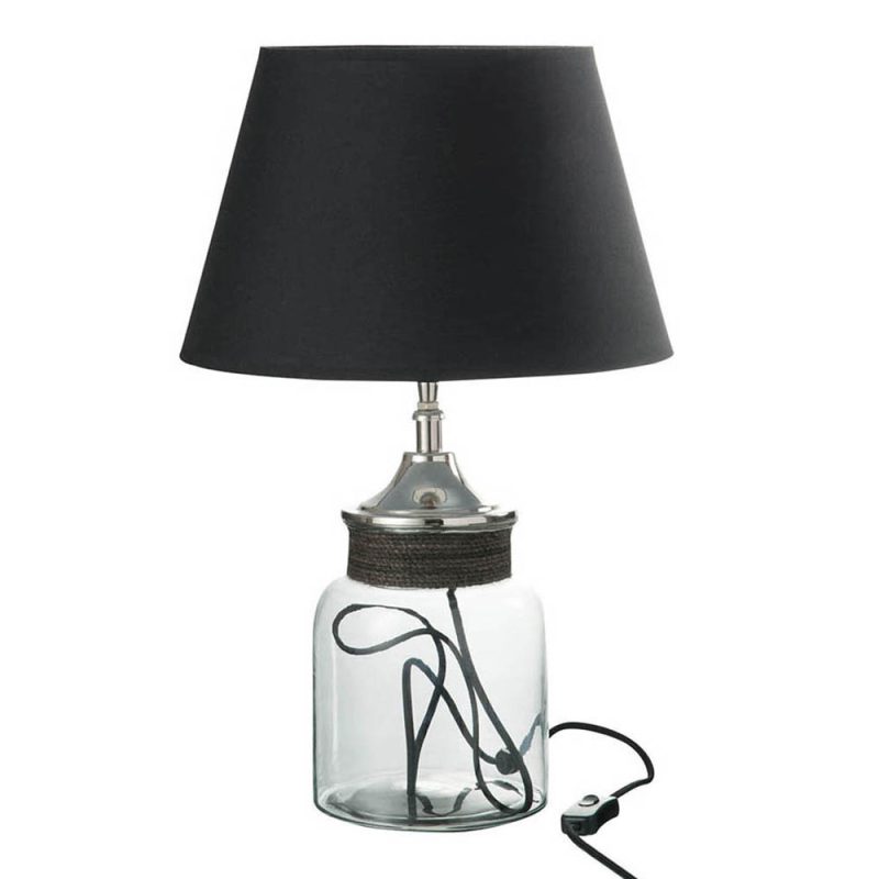 moderne-zwarte-tafellamp-met-glazen-voet-jolipa-simba-66010