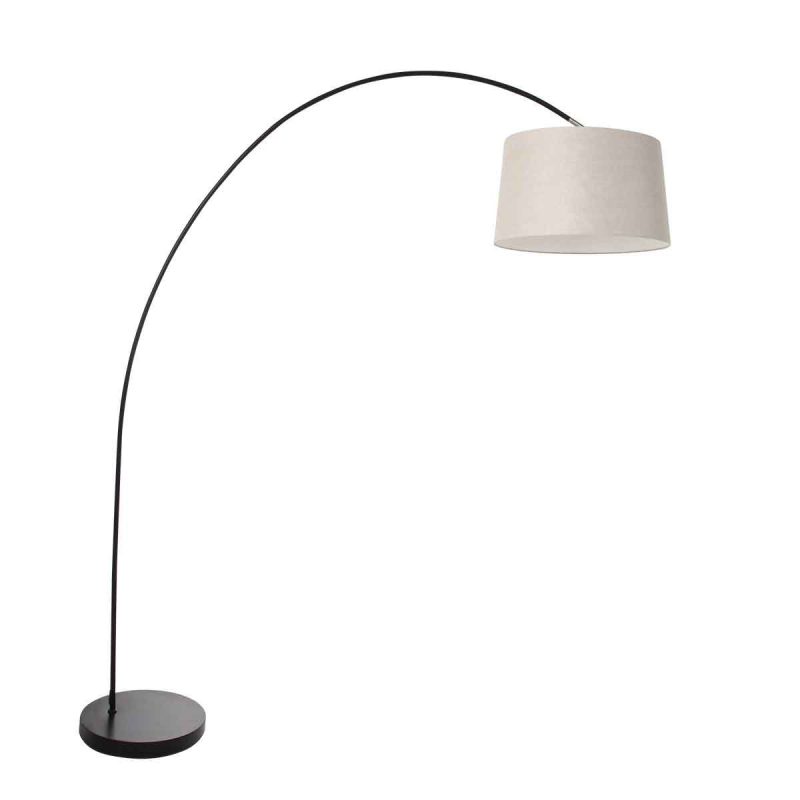 booglamp-solva-3905zw-met-een-grijs-linnen-lampenkap-vloerlamp-mexlite-solva-grijs-en-zwart-3905zw