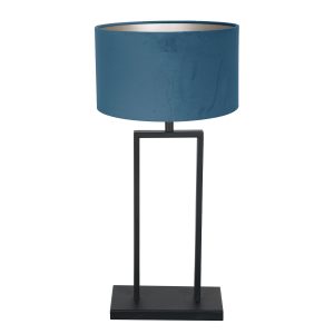 moderne-zwarte-tafellamp-met-blauwe-lampenkap-steinhauer-stang-3863zw
