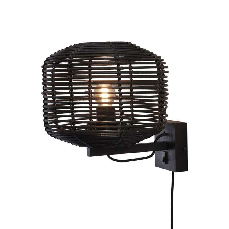 wandlamp-rond-bohemian-zwart-rotan-good-&-mojo-tanami-tanami/w/2520/b