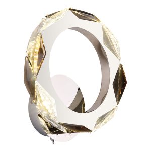 chroom/rookgrijze-wandlamp-acrylkristal-ringvormig-globo-hermi-i-67318w