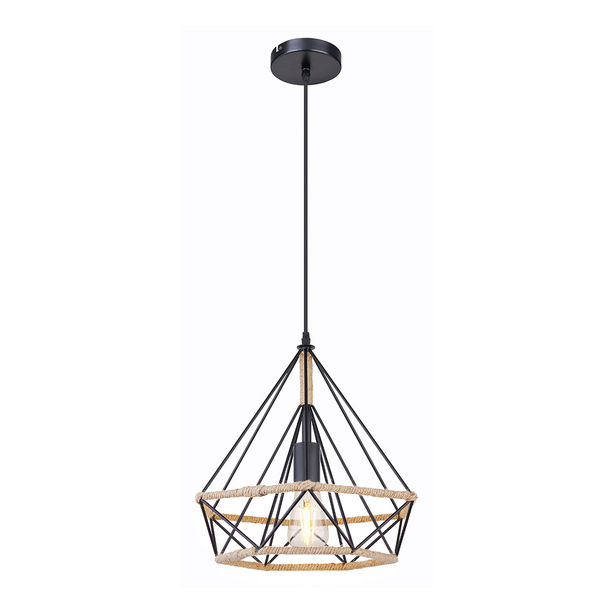 hanglamp-zwart/naturel-diamantkap-hennepweefsel-globo-ulleu-69029