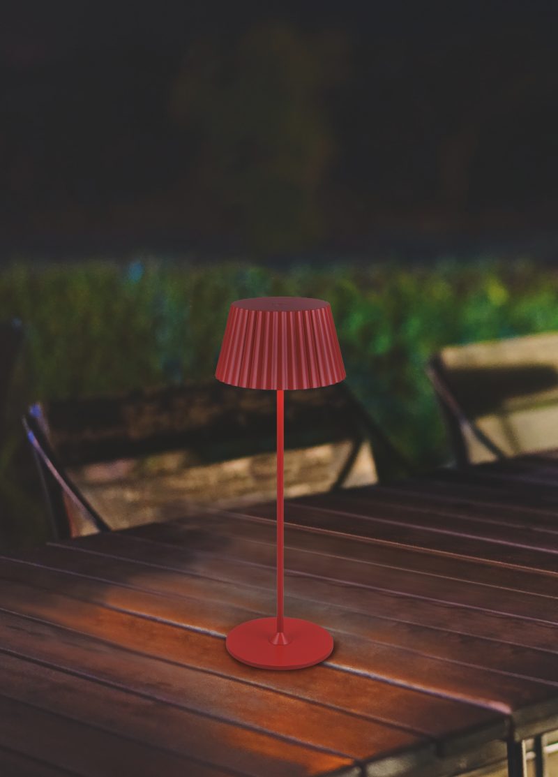 Illuminated Electric Lamp On Table At Night