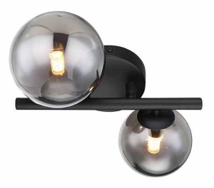 ronde-wandlamp-zwart-2-rookglasbol-globo-hermi-i-56133-2w-1