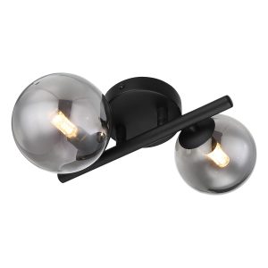 ronde-wandlamp-zwart-2-rookglasbol-globo-hermi-i-56133-2w