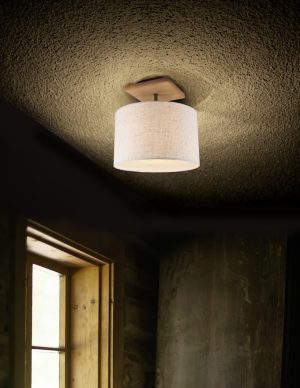 Ancient house interior with lamp and table.