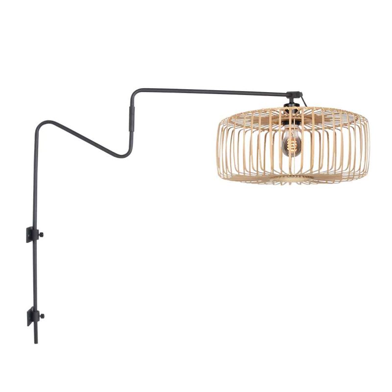 wandlamp-zwart-met-naturel-kap-anne-light-&-home-linstrom-4154zw