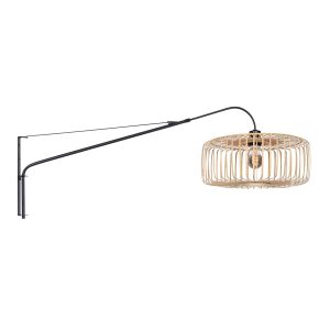 zwarte-lange-boogwandlamp-met-naturel-kap-steinhauer-elegant-classy-4153zw