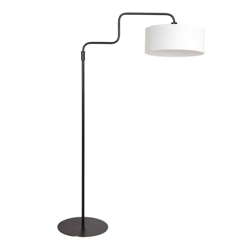 Zwarte vloerlamp trendy linnen kap Bloeba Steinhauer