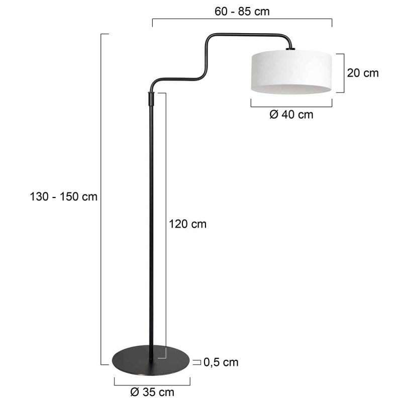 Zwarte vloerlamp trendy linnen kap Bloeba Steinhauer - Afbeelding 6