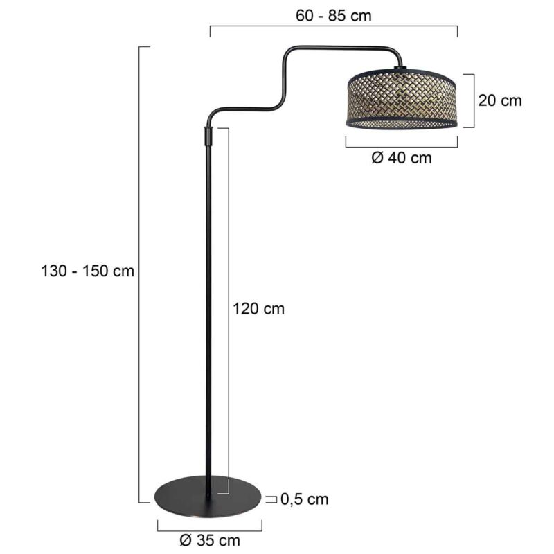 Bamboe zwarte bohemian vloerlamp Steinhauer Bloeba - Afbeelding 6