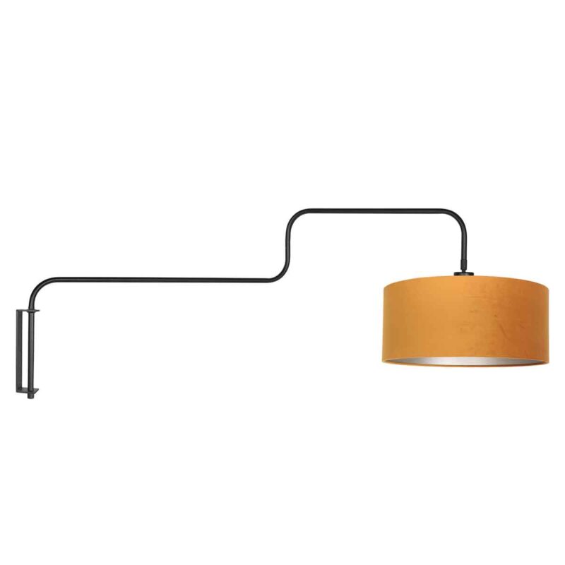 Metalen wandlamp trendy gouden veloursstof Steinhauer Bloeba