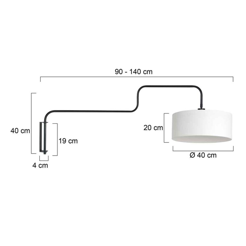 Witte zwarte trendy wandlamp metaal Steinhauer Bloeba - Afbeelding 6