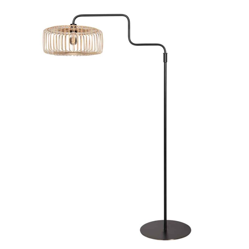 Trendy zwarte bamboe metalen vloerlamp Steinhauer Bloeba - Afbeelding 2