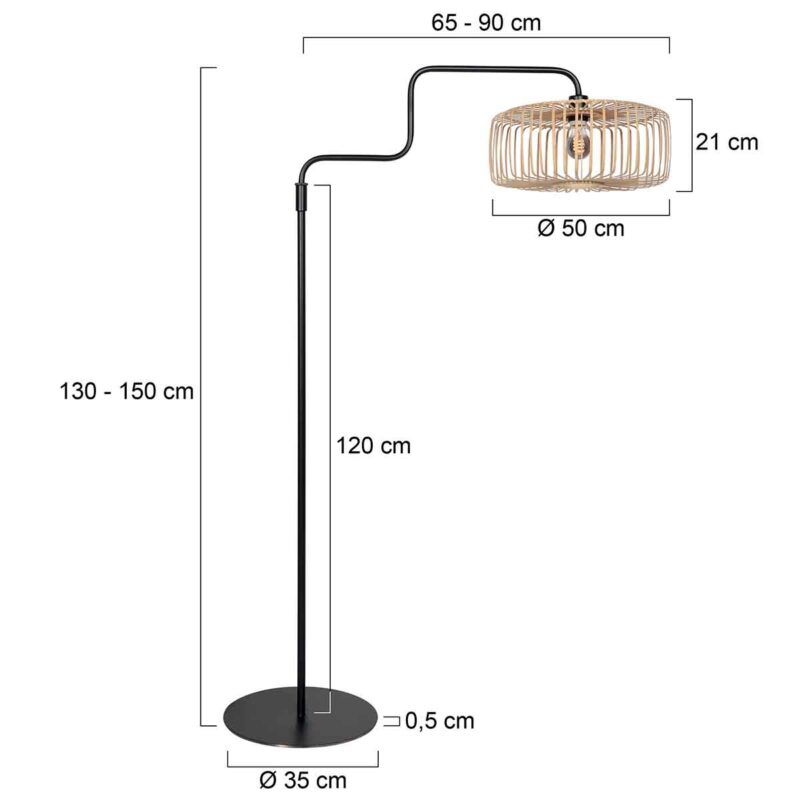 Trendy zwarte bamboe metalen vloerlamp Steinhauer Bloeba - Afbeelding 7