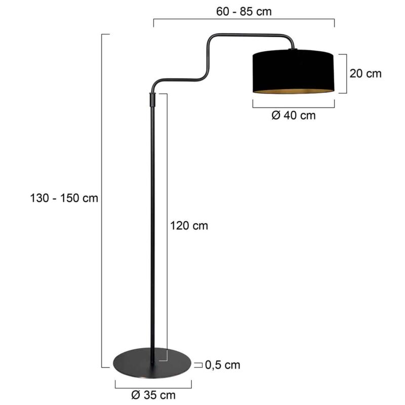 Verstelbare zwarte vloerlamp met stoffen kap Steinhauer Bloeba - Afbeelding 6