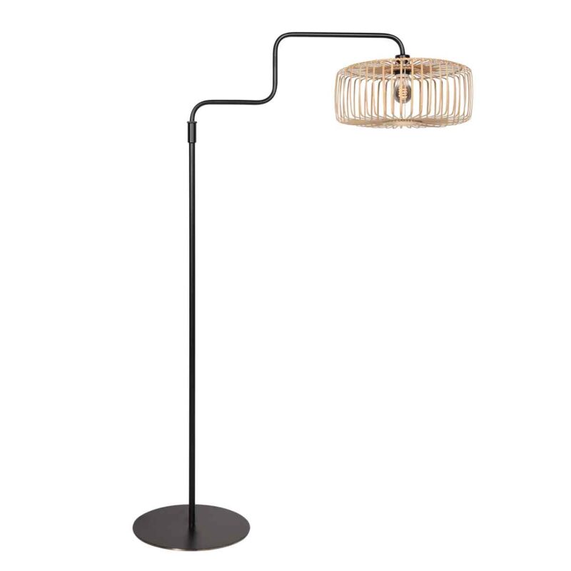 Trendy zwarte bamboe metalen vloerlamp Steinhauer Bloeba